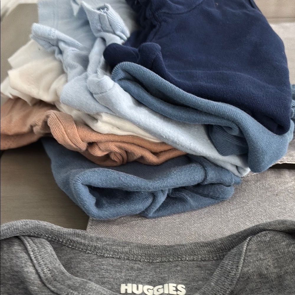 Huggies Baby Clothing Bundle - Blue, Gray, and Brown